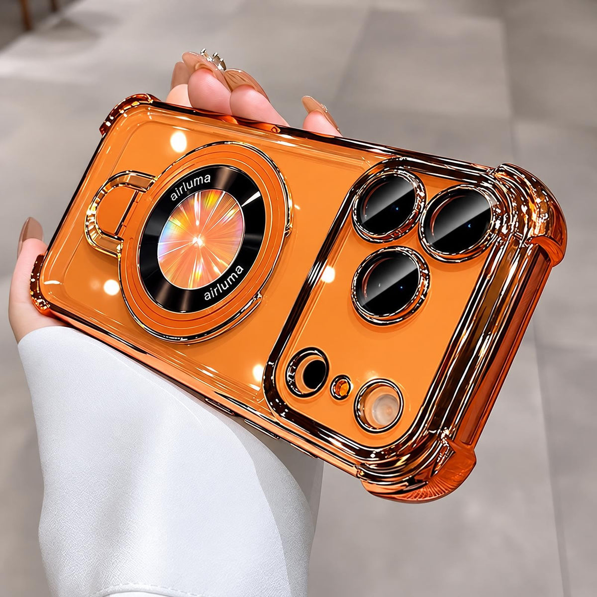 Coque iPhone Airluma, style Métallisé, coloris Orange