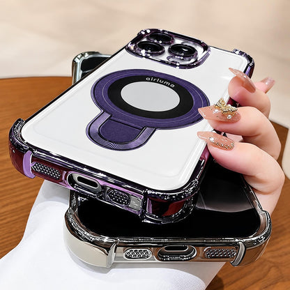 Coque iPhone Airluma violet nuit, support en anneau métallique et coins renforcés