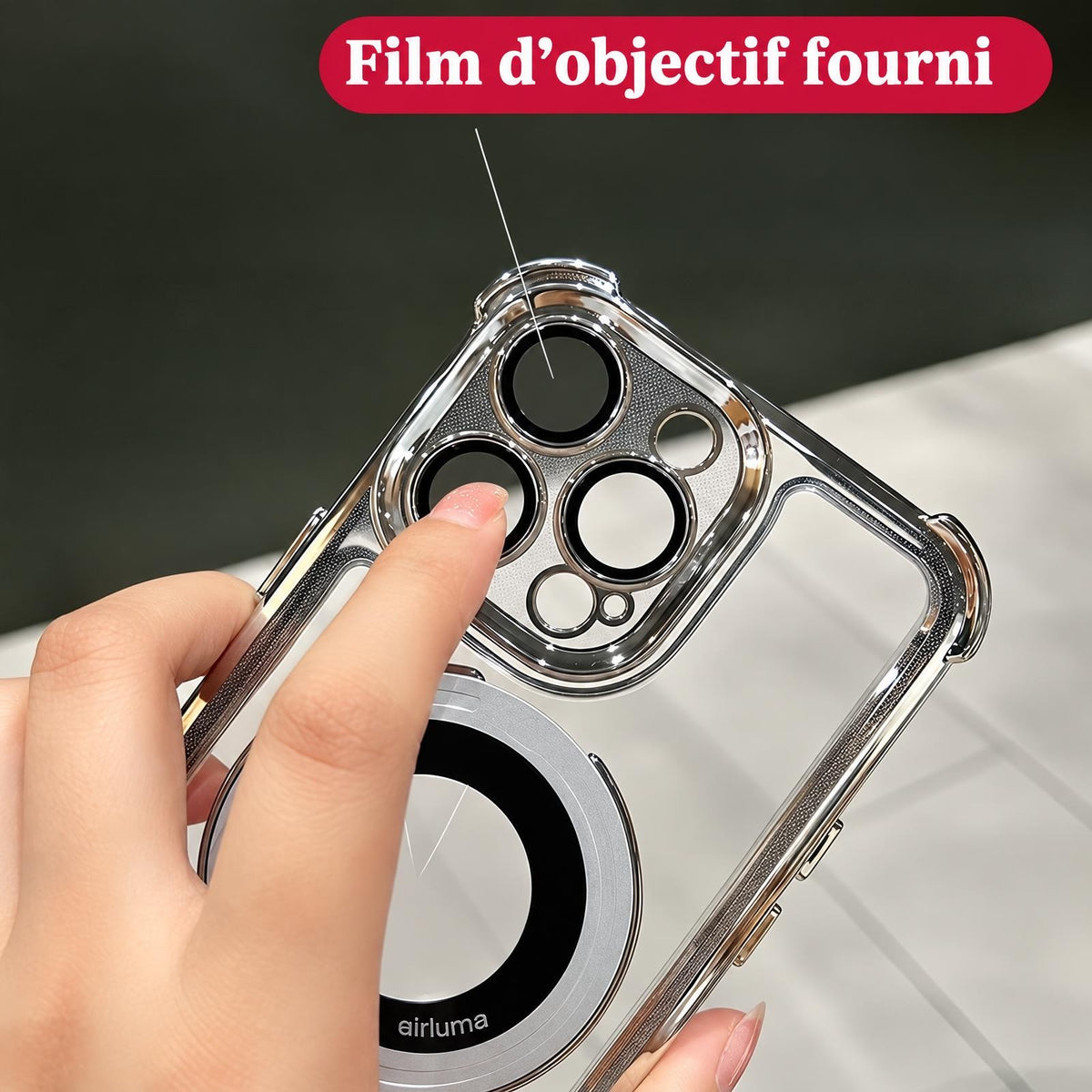 Film d'objectif fourni avec la coque iPhone Airluma