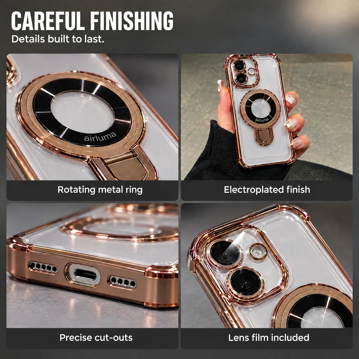 Carefully finished details of the Airluma iPhone case