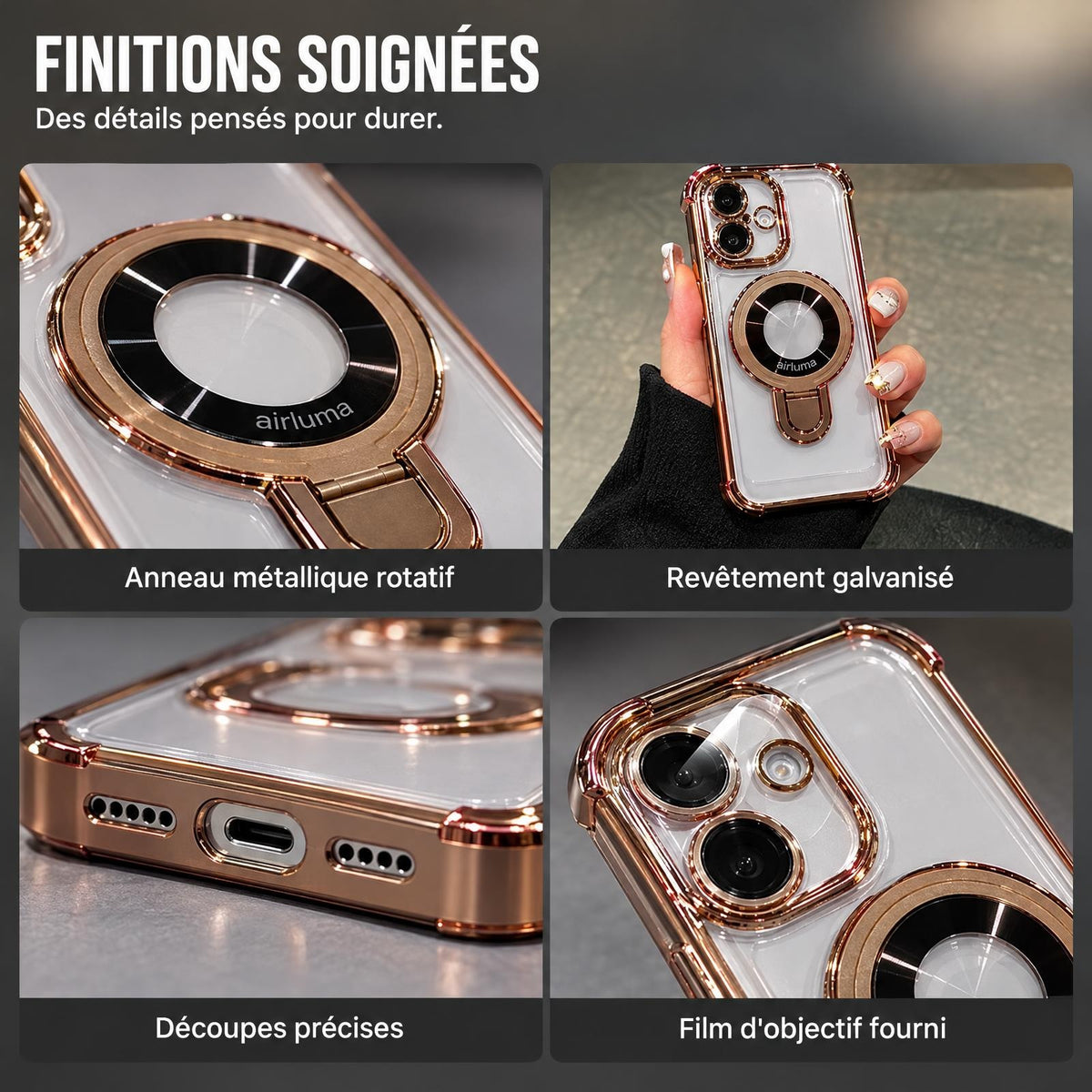 Finitions soignées de la coque iPhone Airluma